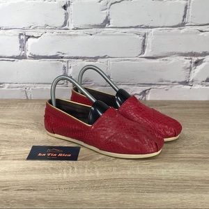 Toms Red Snake Print Slip On Loafers